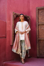 Load image into Gallery viewer, Classic cream shirt & pistachio green shalwar with peach chaddar