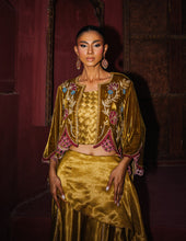 Load image into Gallery viewer, Velvet mustard lengha choli (2-piece set)