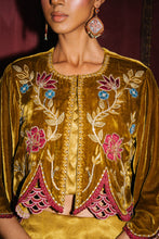 Load image into Gallery viewer, Velvet mustard lengha choli (2-piece set)