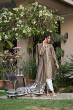 Load image into Gallery viewer, Olive kurta paired with cutwork dupatta