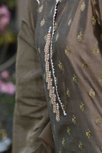 Load image into Gallery viewer, Olive kurta paired with cutwork dupatta