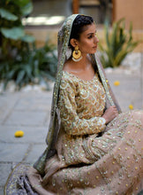 Load image into Gallery viewer, Elegant beige formal with subtle lavender (full oufit:shirt, lengha & dupatta)
