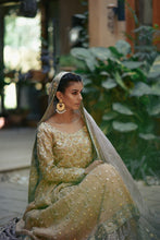Load image into Gallery viewer, Elegant beige formal with subtle lavender (full oufit:shirt, lengha & dupatta)