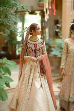 Load image into Gallery viewer, Maroon/offwhite wine velvet Bridal (full outfit:shirt, lengha & dupatta)