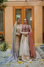 Load image into Gallery viewer, Elegant beige formal with subtle lavender (full oufit:shirt, lengha & dupatta)
