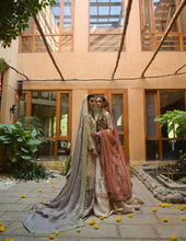 Load image into Gallery viewer, Elegant beige formal with subtle lavender (full oufit:shirt, lengha & dupatta)