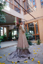 Load image into Gallery viewer, Elegant beige formal with subtle lavender (full oufit:shirt, lengha & dupatta)
