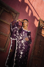 Load image into Gallery viewer, Deep purple organza asymmetric with skirt
