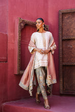Load image into Gallery viewer, Classic cream shirt &amp; pistachio  green shalwar with peach chaddar
