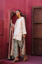 Load image into Gallery viewer, Classic cream shirt &amp; pistachio  green shalwar with peach chaddar
