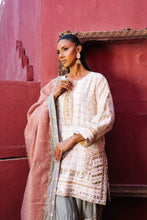 Load image into Gallery viewer, Classic cream shirt &amp; pistachio  green shalwar with peach chaddar
