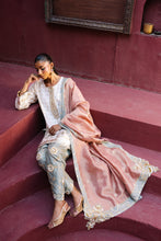 Load image into Gallery viewer, Classic cream shirt &amp; pistachio  green shalwar with peach chaddar
