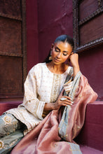 Load image into Gallery viewer, Classic cream shirt &amp; pistachio  green shalwar with peach chaddar
