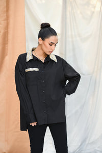 Shirt with Gold & Silver Pocket (Black)
