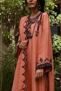 Coral embroidered kurta with pants