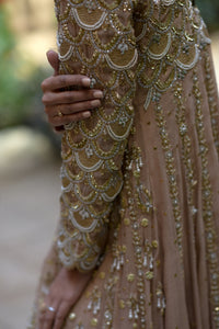 Elegant beige formal with subtle lavender (full oufit:shirt, lengha & dupatta)